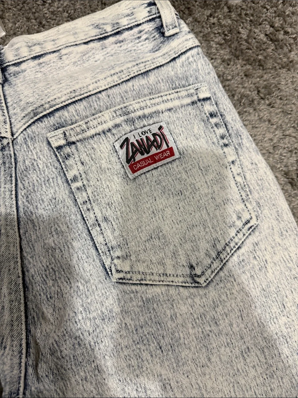 Vintage Zanadi Light Wash Women’s Jeans with Pink Heart crochet 13/14 denim